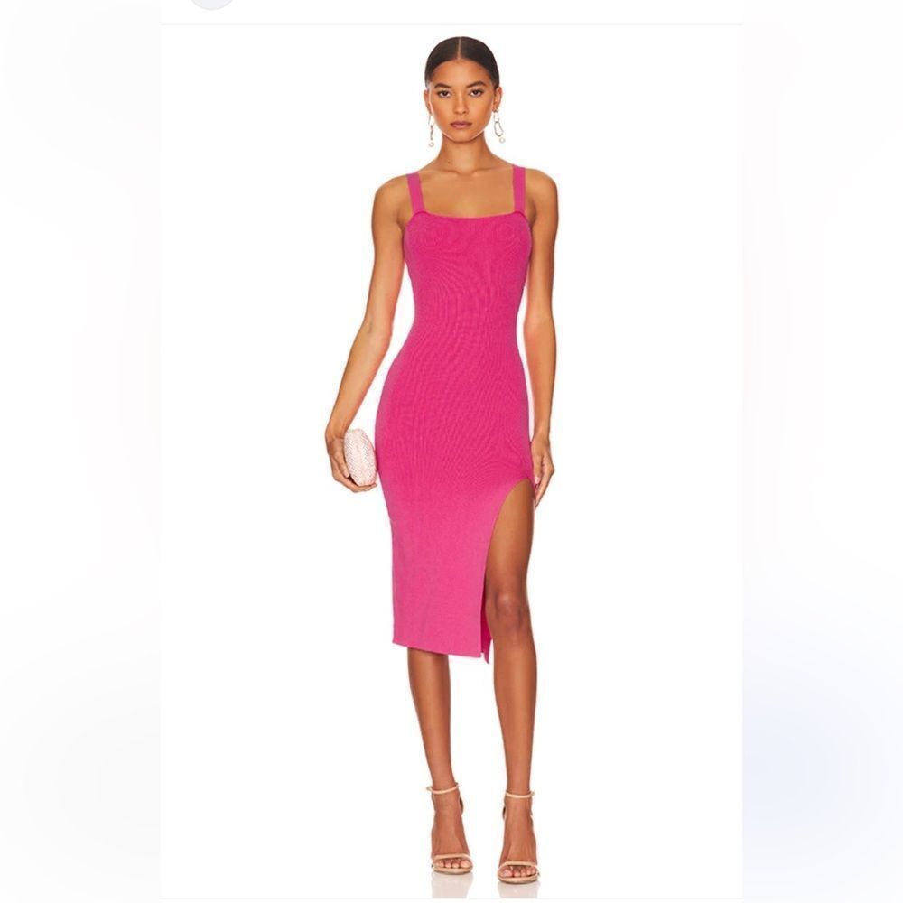 superdown Fuchsia Midi Dress with Slit